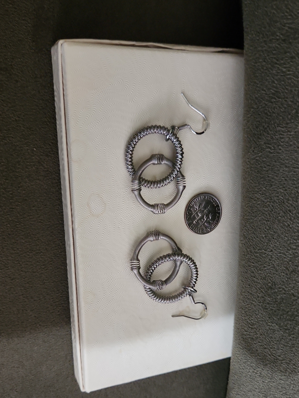 Silver-Tone Double Hoop Piano Wire Earrings